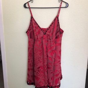 Nicole Miller mini dress red velvet animal print